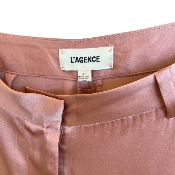 L'AGENCE Silk Wide Leg Pants Soft Pink 2 NWOT Party Contemporary Feminine - Picture 4 of 5